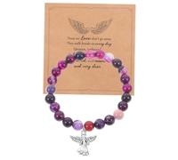 Veemoon Bracelet De Perles De Sympathie Violet En Pierre Naturelle, Souvenir Commémoratif Avec Carte Intime, Accessoire Symbolique Pour Deuil Et Perte D’être Cher, Taille Unique, Présent Empathique
