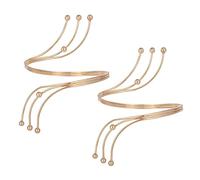 Veemoon Bracelet Manchette Métallique 2Pcs pour Femme Décoration de Bras Design Simple Bijoux pour Banquets et Sorties