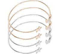 Veemoon Bracelet Manchette Ouverte 4pcs Lune et Étoile en Alliage, Design Créatif Chic, Confortable à Porter pour Femmes et Filles, Présent pour Anniversaire ou Vacances