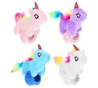 Veemoon Bracelets à Claquer Animaux en Peluche Confortables en Lot de 4, Design Licorne Adorable, Rembourrés en Coton Pp, pour Pâques et Noël