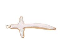 Veemoon Breloque Pendentif Croix En Perles Naturelles Baroques 20x40-30x45mm Blanc Orignal Unisexe Création Bijoux Diy Présent Spirituel Usage Quotidien