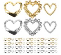 Veemoon Breloques Décoration de Manucure Créative en Alliage de Zinc Forme Cœur pour Ongles 60 Pièces pour Femmes Adaptée aux Ongles Naturels pour Mariage et Fête à Thème