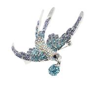 Veemoon Broche Hirondelle Élégante En Forme D'Oiseau Bijou Décoratif Broche Oiseau Mode Unique Vêtements Colorés Peinture Femme Accessoire En Métal Strass Tendance Élégant