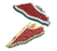 Veemoon Broche Pastèque Émaillée Fruitée en Métal Argenté et Doré, Lot 2 Pièces, Épingle de Col pour Femmes, Accessoire Mode Polyvalent Été, Design Tranche de Pastèque Coloré