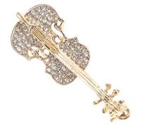 Veemoon Broche Violon Dorée en Alliage Émail Brillant, Bijou Musical Femme, Épingle de Revers Élégante pour Robe et Accessoires, Présent Fête des Mères et Occasions Spéciales