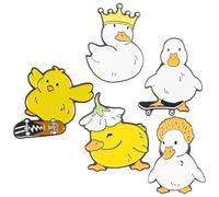 Veemoon Broches Forme Particulière Canard, Lot de 5 Épingles Décoratives en Alliage, Badges à Porter sur Vêtements, Chapeaux et Paquet à Dos, Accessoires pour Femmes