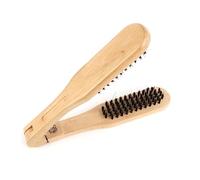 Veemoon Brosse à Cheveux Lissante en Bois V, Peigne Lisseur à Double Face, Antistatique, pour Femmes, Cheveux Épais et Fins, Usage Professionnel et Quotidien