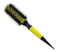 Veemoon Brosse à Cheveux Ronde à Poils Souples et Sanglier Manche Antidérapant Jaune Taille Moyenne 16 Rangées Brosse à Rouleau pour Boucles Coiffage et Démêlage pour Voyage et Usage