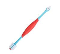 Veemoon Brosse à Dents Double Tête pour Chien et Chat, 2pcs, Manche Long, Nettoyage Doux et Multifonction en Plastique et Tpe, pour Chiots et Animaux à Poils