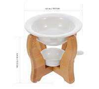 Veemoon Brûleur D’Huiles Essentielles en Céramique Base en Bambou Porte-Bougie Chauffe-Plat Décoratif Diffuseur D’Arômes pour Salon et Chambre Brûleur de Cire Parfumée Compact