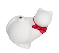 Veemoon Brûleur de Parfum Chat en Céramique Fait Main avec Tapis en Bambou - Support Décoratif pour Bâtonnets de Parfum - Porte-Parfum Mignon Blanc Bureau Yoga Spa et Décoration