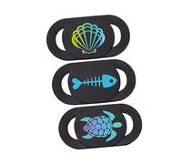 Veemoon Cache-caméra Coulissant pour Ordinateur Portable et Smartphone, Accessoire Informatique Discret, Lot de 3 Pièces à Motifs Tortue et Arête de Poisson, Protection Vie Privée