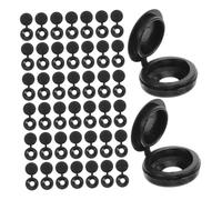 Veemoon Cache-vis Plastique à Charnière M4 Noir 200 Pièces, Bouchons Repliables pour Vis Rondelles, Protection Décorative Polyvalente pour Meuble et Fixation Industrielle