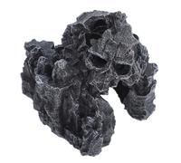 Veemoon Cachette de Reptile en Résine Noire Design Spécial de Grotte, Décoration Simple pour Terrarium de Petits Animaux comme Hamsters et Lézards Un Habitat Sombre