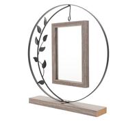 Veemoon Cadre Photo Rustique en Métal et Bois de Feuille, Cadre Photo Double Face 15 Cm pour Décoration de Bureau ou Salon, Protection Solide