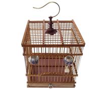 Veemoon Cage à Oiseaux Rectangulaire et Serrure Conviviale en Bambou et Métal avec Structure Stable pour Chardonnerets et Zosterops pour Décoration Intérieure et Balcon