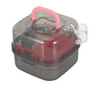Veemoon Cage de Transport Double Couche pour Petits Animaux Petite Cage Portable en Plastique Rose Poignée Ventilation Optimale et Base Amovible pour Hamsters Cochons D’Inde et