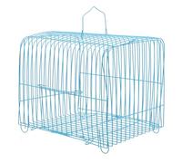 Veemoon Cage de Transport pour Perroquet en Fil D’Acier Bleu Cage Portable Moyenne Taille Demi-Circulaire de Compagnie Résistante à L’Usure Adaptée aux Activités en Plein Air