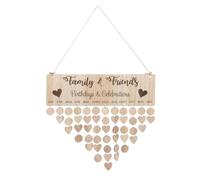 Veemoon Calendrier Suspendu Anniversaire Bois, Calendrier Rappel En Bois à Faire Soi-MêMe Famille Anniversaire Conseil Plaque Pour Famille, Amis De FêTe à La NoëL Maison Bricolage Avec 50pcs Tranche