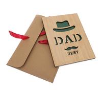 Veemoon Carte Bois pour Fête des Pères Élégante avec Design Chic et Bénédiction Unique Cadeau Personnalisé pour Papa pour Célébrer la Fête des Pères