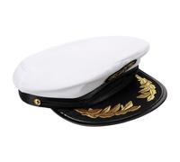 Veemoon Casquette Capitaine Marin Blanche Unisexe Chapeau Yacht Authentique Costume Naval Léger pour Fête et Jeu de Rôle