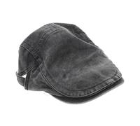 Veemoon Casquette De Conducteur Vintage Unisexe Tissu Lavé Effet Vieilli Chapeau Plat Noir Style Britannique Rétro Chapeau Décontracté pour Ville Et Sorties Taille Unique