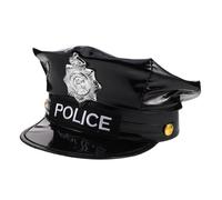 Veemoon Casquette De Police A Chapeau D'officier Cosplay Chapeau De Cosplay Pour Adultes Accessoires De Policier Casquettes Militaires Accessoires De Jeu De Rôle Chiffon Noir