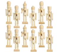 Veemoon Casse-Noisette en Bois Soi-Même 12 Pièces Décoration de Noël Figurine de Soldat Marionnette en Bois Compacte pour Bureau et Table Base Stable Surface Lisse