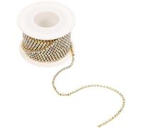 Veemoon Chaîne à Griffes Ornée de Strass 2,5 Mm Or Doré Blanc Ab, Rouleau 10 M, Garniture Décorative DIY pour Couture, Vêtements, Bijoux et Accessoires Artisanaux