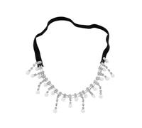 Veemoon Chaîne de Cuisse pour Femme Perles Synthétiques Blanches, Décoration Corps Élégante à Franges, Bijou Extensible et Ajustable, Accessoire Mode pour Soirées et Occasions Spéciales