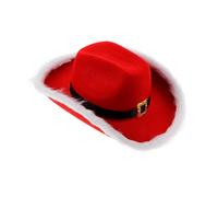 Veemoon Chapeau de Cowgirl Rouge et Blanc pour Accessoire de Festival Santa Claus Costume Western Déguisement de Fête Décoration de Enchantante