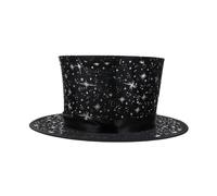 Veemoon Chapeau de Magicien Noir Étoilé, Accessoire de Spectacle de Conjuration, Taille Unique, 1 Pièce, pour Halloween et Fêtes Costumées, Chapeau Créatif pour Performance Magique