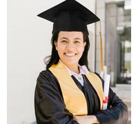 Veemoon Chapeau de Remise de Diplôme Ajustable Noir Pompon Jaune, Toque Unisexe en Polyester, Accessoire pour Fête de Remise de Diplômes et Cérémonie de Baccalauréat