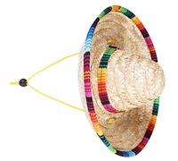 Veemoon Chapeau De Soleil pour Animal De Compagnie Chapeau De Paille Tressé Réglable Taille s Beige Style Mexicain pour Activités De Plein Air Marche Vélo Camping