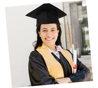 Veemoon Chapeau Diplômé Ajustable Unisexe Noir avec Pompon Jaune Toque College Résistante Polyester pour Cérémonie et Fêtes de Remise de Diplôme