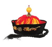 Veemoon Chapeau Empereur Chinois à Queue de Cheval Tressée Accessoire de Costume Traditionnel Oriental pour Cosplay et Fêtes Chapeau Décoratif Léger et Confortable Taille Adulte Noir