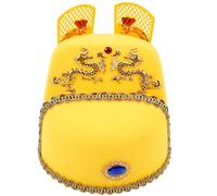 Veemoon Chapeau Empereur Chinois Jaune Traditionnel Ailes, Couvre-chef Asiatique Ancien pour Cosplay et Spectacle, Accessoire Costume Fête D'opéra Chinois, Taille Adulte