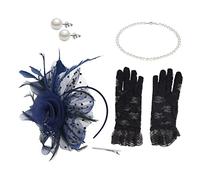 Veemoon Chapeau Fascinateur Pour Femme Ensemble Collier Et Boucles D'oreilles Perles Accessoire Pour Tea Party Coiffe