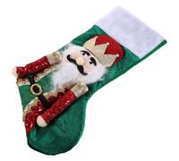 Veemoon Chaussette de Noël Nutcracker en Tissu Vert avec Grosse Capacité et Décoration Suspendue Festive pour Décorations Traditionnelles de Noël