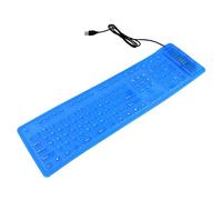 Veemoon Clavier en Silicone Ultrafin 109 Touches Silencieux Filaire USB Pliable Portable Bleu pour Bureau Professionnel Usage Extérieur Antibactérien Étanche Facile à Nettoyer