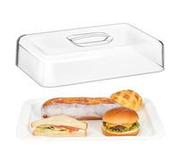 Veemoon Cloche Alimentaire Rectangulaire en Acrylique Transparent Couvercle pour Plat à Gâteau Protection Fraîcheur Polyvalente Cuisine Restaurant et Buffet 1 Pièce