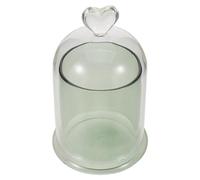 Veemoon Cloche en Verre Décorative avec Base Cœur Verte Cloche de Présentation pour Fleurs Stabilisées et Diffuseur de Parfum Protection Anti-Poussière pour Décoration Intérieure