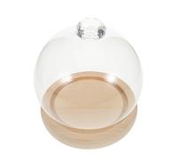 Veemoon Cloche en Verre D'exposition, Globe de Verre avec Base en Bois, Dôme Transparent, Design à Bouton, pour Exposer des Objets et Projets DIY