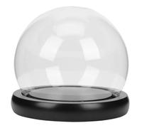 Veemoon Cloche en Verre Sphérique avec Socle en Bois Foncé, Protection Anti-poussière pour Fleurs Éternelles, Vitrine Décorative Polyvalente pour Maison et Présentation D’Objets, Design