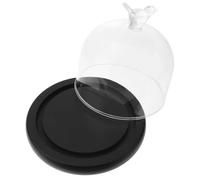 Veemoon Cloche en Verre Transparente 10x11 Cm pour Fleurs Stabilisées et Micro-paysages, Dôme D’Exposition Décoratif Base Noire, Couvercle Protecteur Anti-poussière pour Étagère