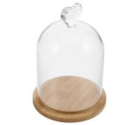Veemoon Cloche en Verre Transparente avec Base en Bambou Cœur, Dôme Décoratif Anti-poussière pour Bougies Parfumées, Fleurs Séchées DIY et Décoration Intérieure Élégante