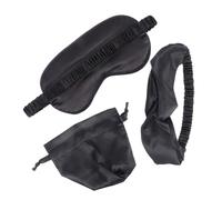 Veemoon Coffret 3 Pièces Masque De Sommeil En Satin Bandeau Et Paquet De Rangement Accessoire De Sommeil Voyages Présent Femmes Noir