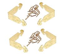Veemoon Coffret 4 Sets Garde d'angle Équerres d'angle Vintage Protecteur De Meubles d'angle en Métal Protecteur d'angle De Coffre en Bois Protège-Poitrine Angle D'enveloppement Coin Laiton