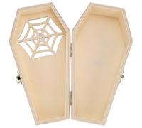 Veemoon Coffret Cercueil en Bois Léger Couvercle à Clapet Verrouillable pour Décoration Halloween et Accessoires Maison Hantée
