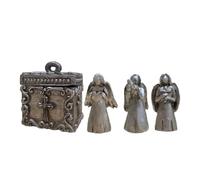 Veemoon Coffret de Prière Triple Ange en Étain Ouvrable Mini Boîte à Prières avec Figurines D’Anges Breloques Incluses Format Compact pour Contemplation et Rangement Présent Spirituel